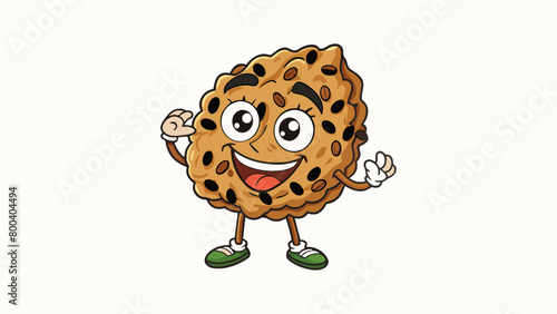 A hearty grainfilled snack with a rustic appearance. It is made with oats nuts and dried fruit and has a hearty nutty flavor with a touch of cinnamon.. Cartoon Vector. photo