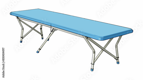 A heavyduty commercialgrade folding table with a polyethylene top and a reinforced steel frame. It can easily accommodate up to 8 people and is ideal. Cartoon Vector.