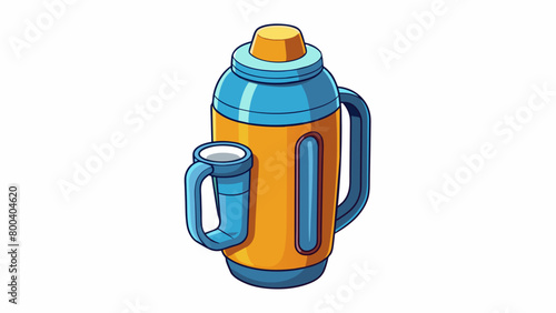 A large insulated water bottle with a mugshaped design ideal for camping or long hikes. Made of durable BPAfree plastic it has a screwtop lid that. Cartoon Vector.