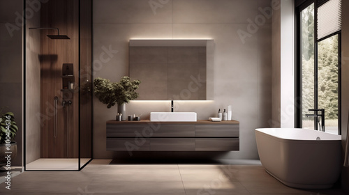 Modern Contemporary bathroom interior.