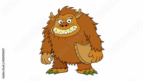 A large menacing creature stood before me its skin covered in thick matted fur and its sharp crooked teeth dripping with saliva. Its clublike hands. Cartoon Vector.