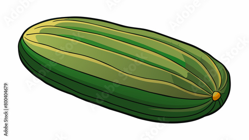 A large oblong vegetable with a dark green skin and a slightly irregular shape. Its skin is covered in faint golden stripes and its is thick and dense. Cartoon Vector.