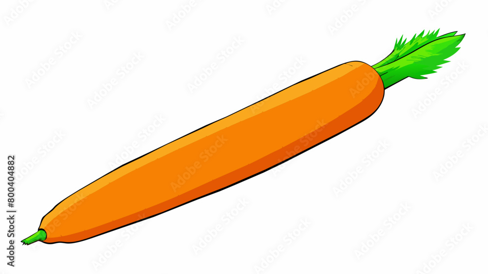 A long thin vegetable with a vibrant orange color and a feathery green top. Its surface is smooth and has a hint of sweetness while the inside has a. Cartoon Vector. A long thin vegetable with a vibrant orange color and a feathery green top. Its surface is smooth and has a hint of sweetness while the inside has a. Cartoon Vector.