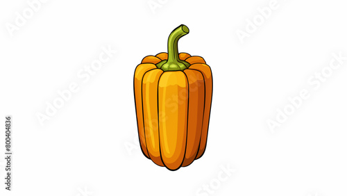 A long slender orange bell pepper with a delicate papery skin that crinkles at the touch. Its curved shape and slight taper make it ideal for slicing. Cartoon Vector.