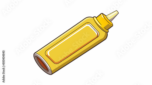 A long thin squeeze bottle filled with a pale yellow liquid. The mustard has a smooth consistency and a strong pungent taste making it a popular. Cartoon Vector.