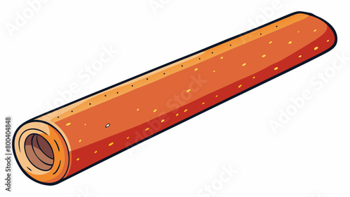 A long tubular object with a smooth shiny exterior and visible specks of seasoning throughout. The ends are slightly pinched giving it a distinct. Cartoon Vector.