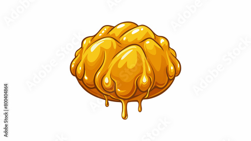 A luscious golden drizzle with a thick syrupy consistency. It has a sweet caramelized smell and a distinctively rich nutty flavor.  on white. Cartoon Vector.
