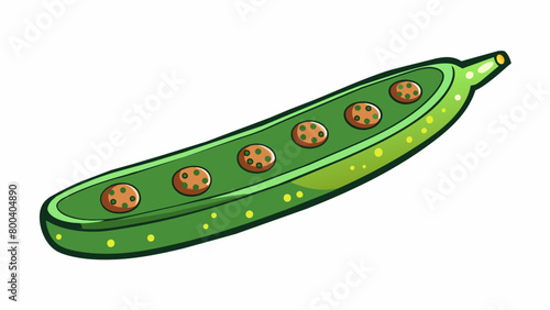 A long thin fruit with a dark green exterior and a soft jellylike interior filled with seeds. Its refreshing taste and slim shape make it a popular. Cartoon Vector.