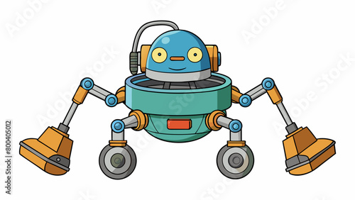 A minuscule hovering robot equipped with miniature vacuum arms developed to remove dust and debris from electronic devices and delicate equipment. . Cartoon Vector.