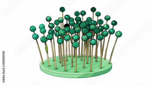 A miniature forest of tender slender stems each one crowned with a delicate emeraldhued bouquet.  on white background . Cartoon Vector.