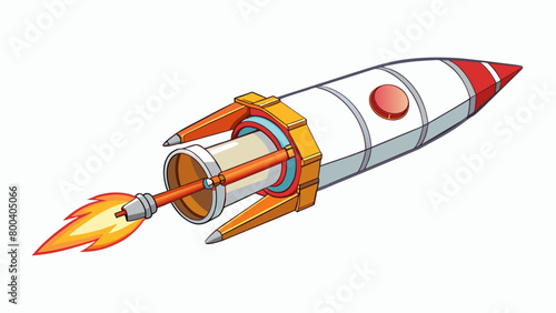 A model rockets engine or motor is a small cylindrical tube that contains a propellant and igniter. Once lit the engine produces a controlled. Cartoon Vector.