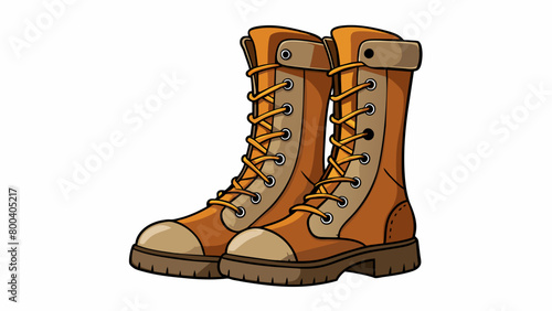 A pair of kneehigh boots made of faux leather with sy soles and laceup fronts for a secure fit. The boots also have a weathered look to give the. Cartoon Vector. photo