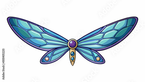 A pair of glittering and holographic fairy wings that seem to change color as they move. The material is lightweight and fluttery adding a realistic. Cartoon Vector.