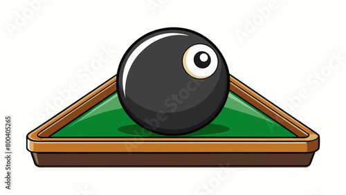 A perfectly round matte black ball its weight carefully calibrated to ensure flawless rolls across the green felt of the pool table.  on white. Cartoon Vector.