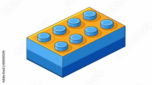 A plastic brick This building block is made of sy plastic material with a square shape and interlocking edges. It comes in bright colors and has a. Cartoon Vector.