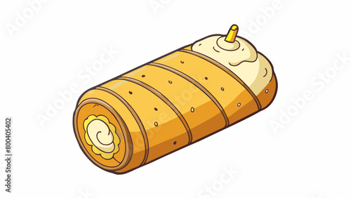 A plump cylindrical treat with a bouncy texture and a subtle vanilla aroma.  on white background . Cartoon Vector.