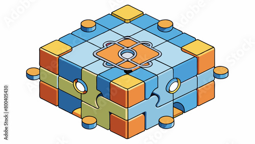 A puzzle with multiple layers each layer having different interlocking pieces. Just as each piece is necessary to solve the puzzle the interdependence. Cartoon Vector.