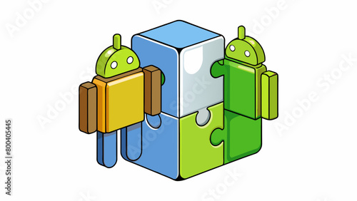 A puzzle with interchangeable pieces symbolizing the opensource nature of Android. It allows users to modify and customize various aspects of the. Cartoon Vector.