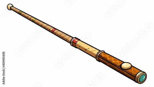 A rustic snooker cue with a vintage charm its wooden surface bears unique markings and grooves from years of use. The tip has been worn down from. Cartoon Vector.