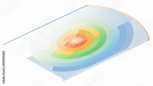 A sheet of clear plastic with a series of concentric circles etched into it creating a holographic rainbow effect when moved in the light.  on. Cartoon Vector.