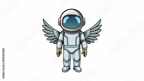 A shimmering silver suit with attached wings and a sleek helmet perfect for pretending to be a futuristic space explorer. The lightweight material. Cartoon Vector.