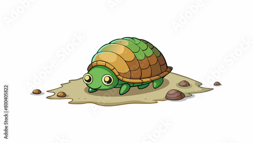 A small bottomdwelling animal with a rounded elongated body and tiny pointed legs. Its mottled brown and green shell acts as camouflage in the. Cartoon Vector.