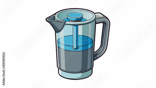 A sleek stainless steel water pitcher with a builtin filter cartridge. Water can be poured into the top compartment and as it slowly drips through the. Cartoon Vector.