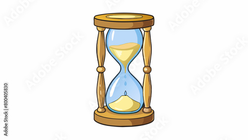 A simple sand clock a miniature glass cylinder with delicate grains of sand trickling down marking the passing hours as the sun moves across the sky.. Cartoon Vector.