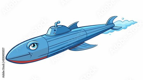 A sleek streamlined creature gliding effortlessly through the frigid ocean waters its torpedoshaped body propelling it forward.  on white. Cartoon Vector.