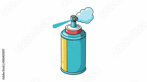 A small cylindrical spray bottle with a nozzle that emits a mist of clear liquid. It has a strong pungent smell that lingers in the air after use. . Cartoon Vector.