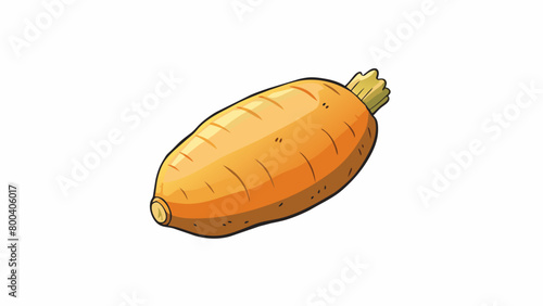A small oblong root vegetable with a light brown skin and pale orange . Its texture is soft and velvety and it has a distinctively sweet taste that. Cartoon Vector.