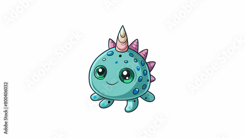 A small squishy object with a tiny head and a coneshaped body. Its iridescent skin shimmers in the sunlight dotted with small brightly colored spots.. Cartoon Vector.