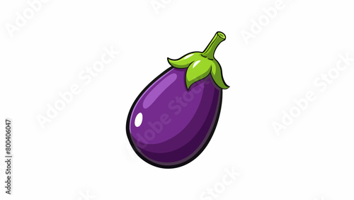 A small round variety of eggplant with a deep purple color and smooth skin. It has a tender crisp texture and is often used in stirfries or as a. Cartoon Vector.