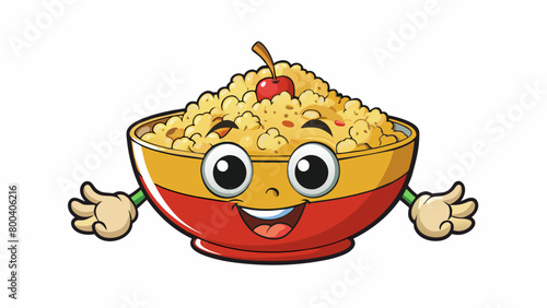 A steaming bowl of rolled oats with a handful of diced apples and a drizzle of maple syrup creating a satisfying sweet and slightly tart flavor. The. Cartoon Vector.
