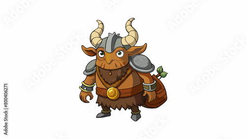 A stout horned creature with a fiery temper and a love for shiny things. Its armorlike skin is a metallic bronze and its horns curve sharply from its. Cartoon Vector.