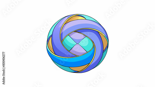 A strange twirling shape resembling a flattened globe with a vibrant blue center surrounded by thick swirling bands of pastel colors. The edges of the. Cartoon Vector.