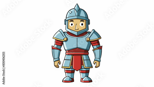 A suit of armor worn by a medieval knight made of metal plates and joints to provide support and defense in battle.  on white background . Cartoon Vector.