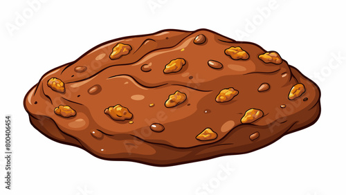 A thick brown paste with visible specks of crushed nuts throughout. It has a dense consistency and a sweet and salty flavor.  on white background . Cartoon Vector.