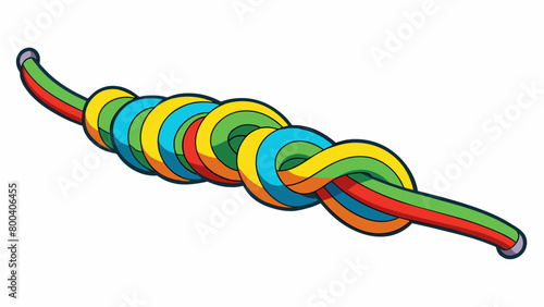 A thick colorful cord with a noticeable stiffness to it intended for angling in shallow rocky waters. Its bright colors help to easily spot when a. Cartoon Vector.