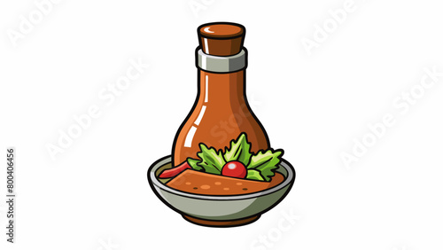 A thick and glossy dressing with a subtle hint of vinegar perfect for enhancing the flavor of salads and wraps.  on white background . Cartoon Vector.