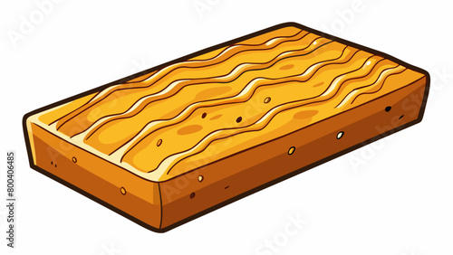 A thick rectangular slab with a pattern of diagonal lines etched into its surface. It had a rich amber color and a scent of butter and vanilla. When. Cartoon Vector.