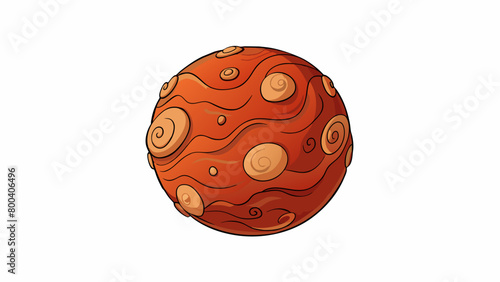 A tiny barren planet covered in a layer of reddishbrown dust perpetually dusted by swirling winds.  on white background . Cartoon Vector.
