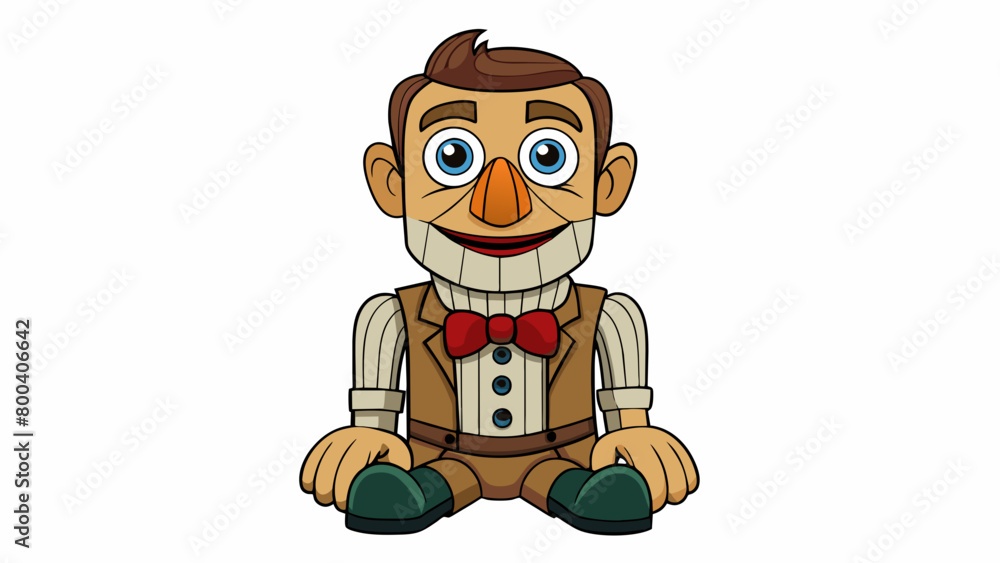 A ventriloquist dummy is a humanoid puppet made of wood or cloth with a movable mouth and eyes controlled by a ventriloquist through a hole in the. Cartoon Vector.