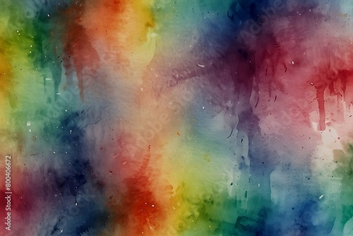 Hand Painted and Spray Painted Watercolor Textured Background in Rainbow Colors photo
