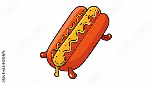 A versatile tomatobased sauce that cascades down the sides of a hotdog adding a zesty kick to any simple snack.  on white background . Cartoon Vector.