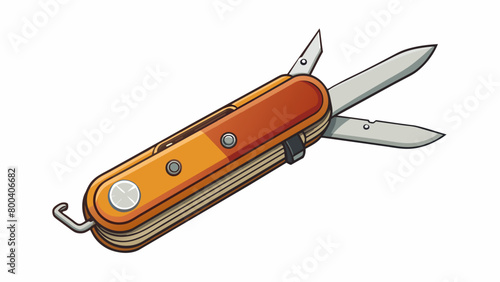 A versatile instrument with a sy metal frame and a burgundy grip. It includes a large blade a wire stripper and a flathead screwdriver on one side as. Cartoon Vector.