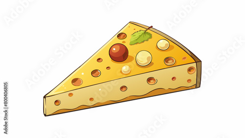 A wedge of crumbly cheese with a rugged exterior and a light golden color. Its flavor is nutty and slightly sweet with hints of saltiness. Best served. Cartoon Vector.