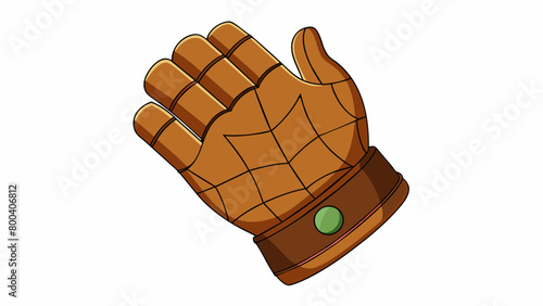 A wellworn brown glove with a webbed pocket thats been carefully broken in to fit perfectly around the fingers and hand of its owner.  on white. Cartoon Vector.