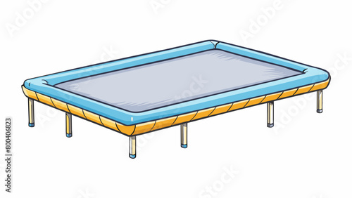 A wide rectangular board with a soft foam covering and an arching metal structure underneath perfect for gentle bouncing exercises and stretches. . Cartoon Vector.