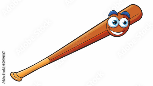 A wooden object with a flat rectangular hitting surface and a thick handle commonly used in the game of hitting a small leathercovered ball.  on. Cartoon Vector.